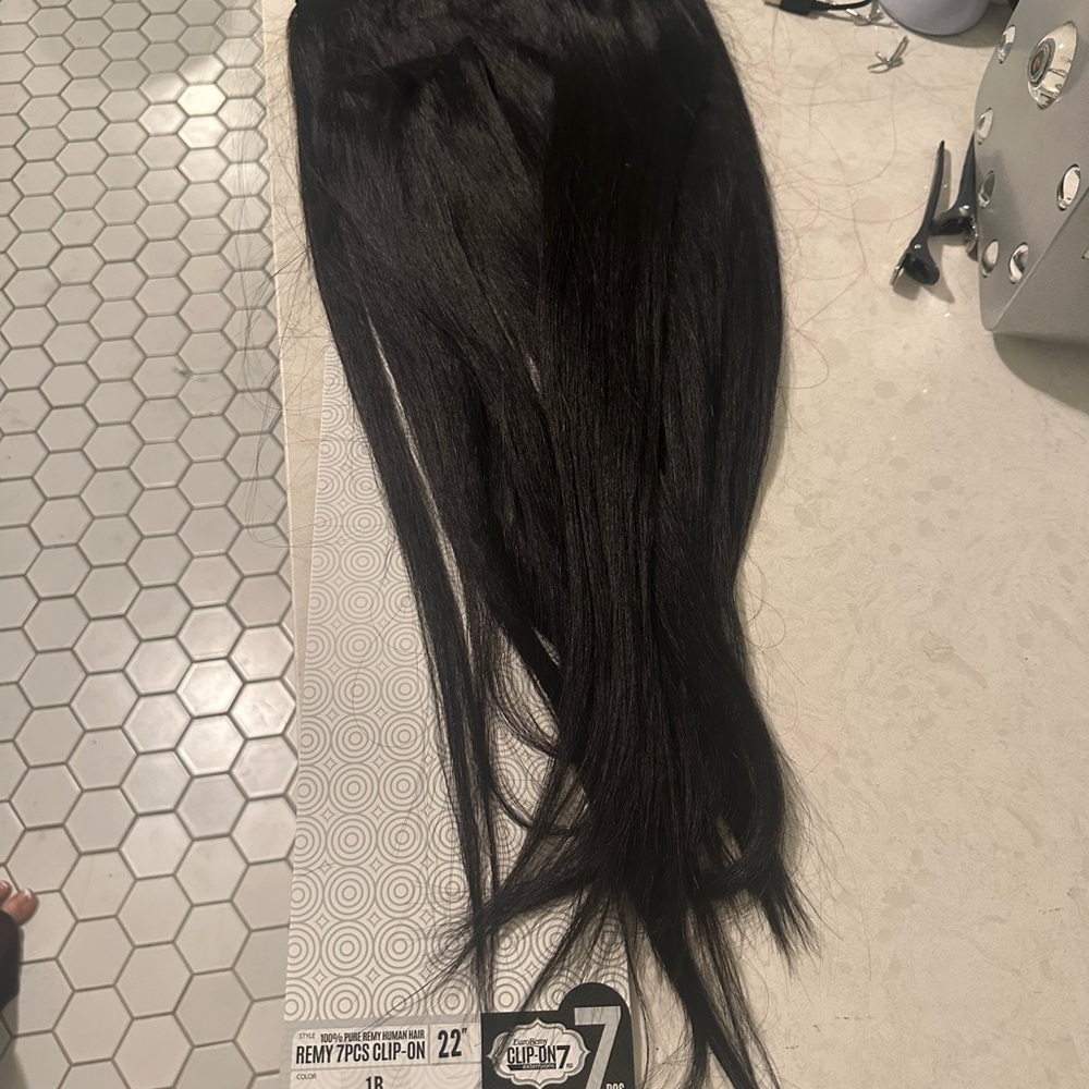 Remy Clip-On Hair Extensions - darkest brown